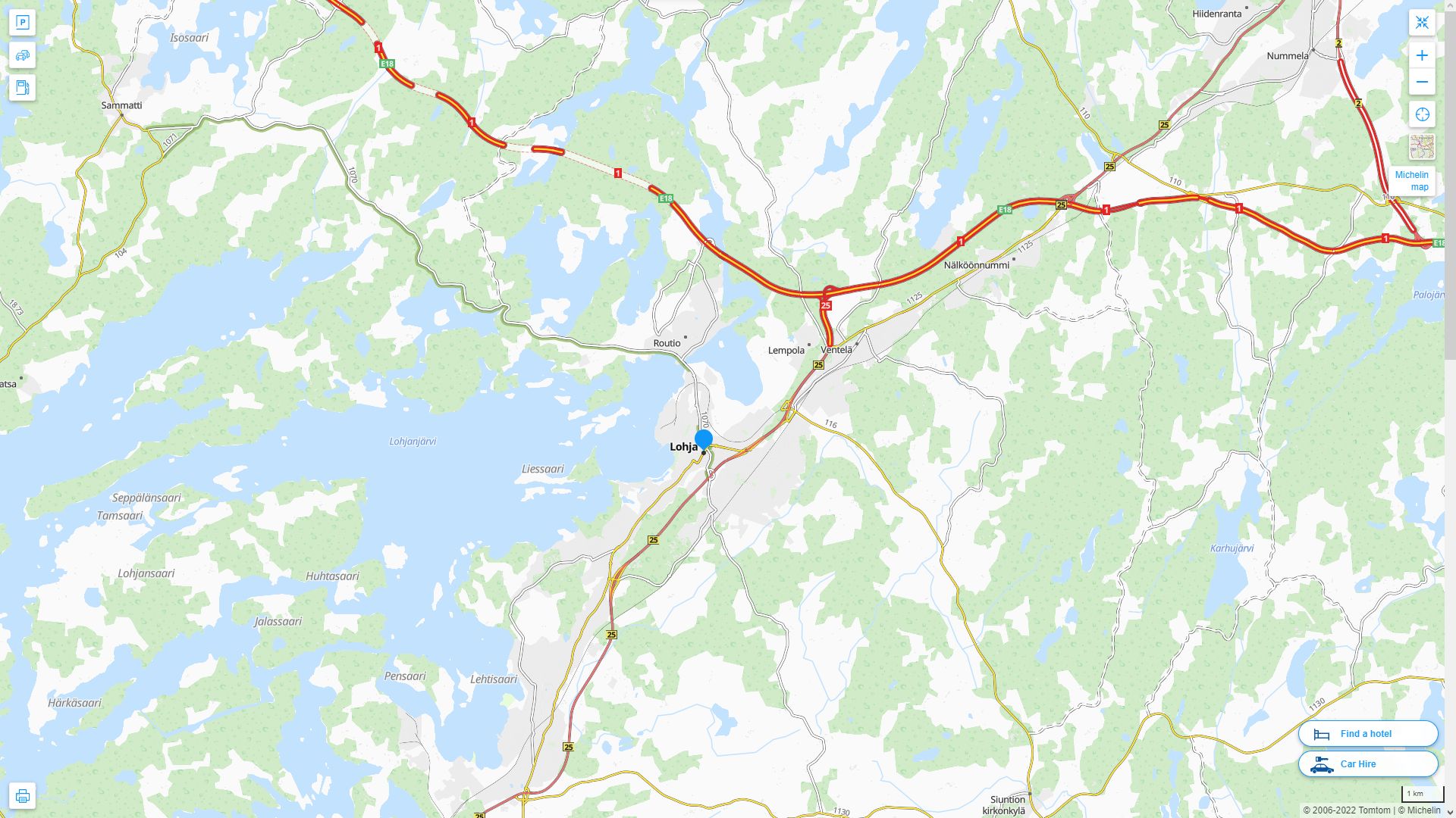 Lohja Finlande Autoroute et carte routiere
